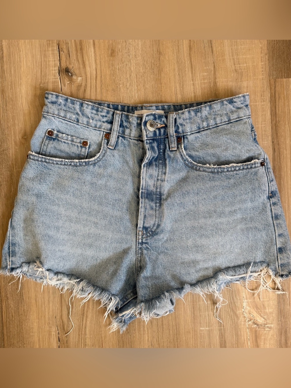 Zara High-Rise Light Blue Denim Cutoff Shorts